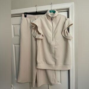 Elegant Cream Women's Pants & Top Set